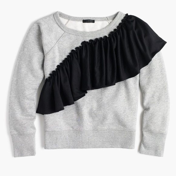 J. Crew Tops - J. Crew Asymmetrical Ruffle Sweatshirt PRICE FIRM